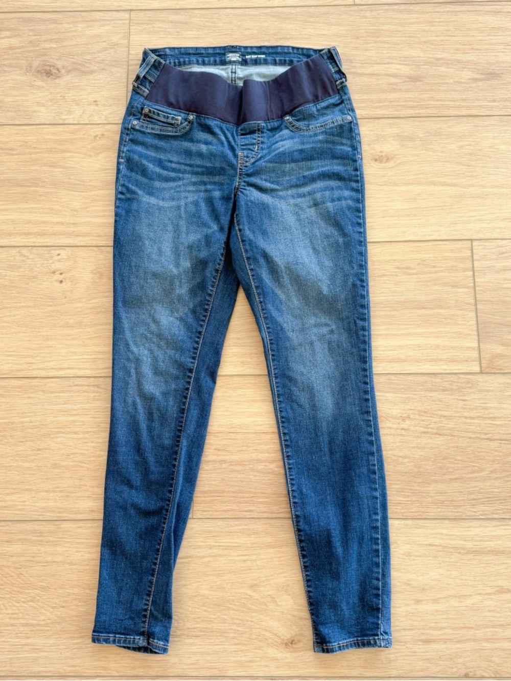 Signature by Levi Strauss Dark Blue Maternity Jeggings with Black Waistband